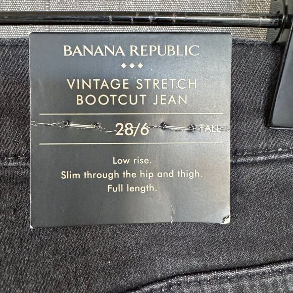 Banana Republic Factory Black Vintage Stretch Denim Low Rise Bootcut Jeans  28 T - Picture 6 of 14